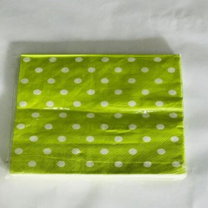 SERVILLETAS PREMIUM: Verde claro/puntos blancos, 16.5cmX16.5cm